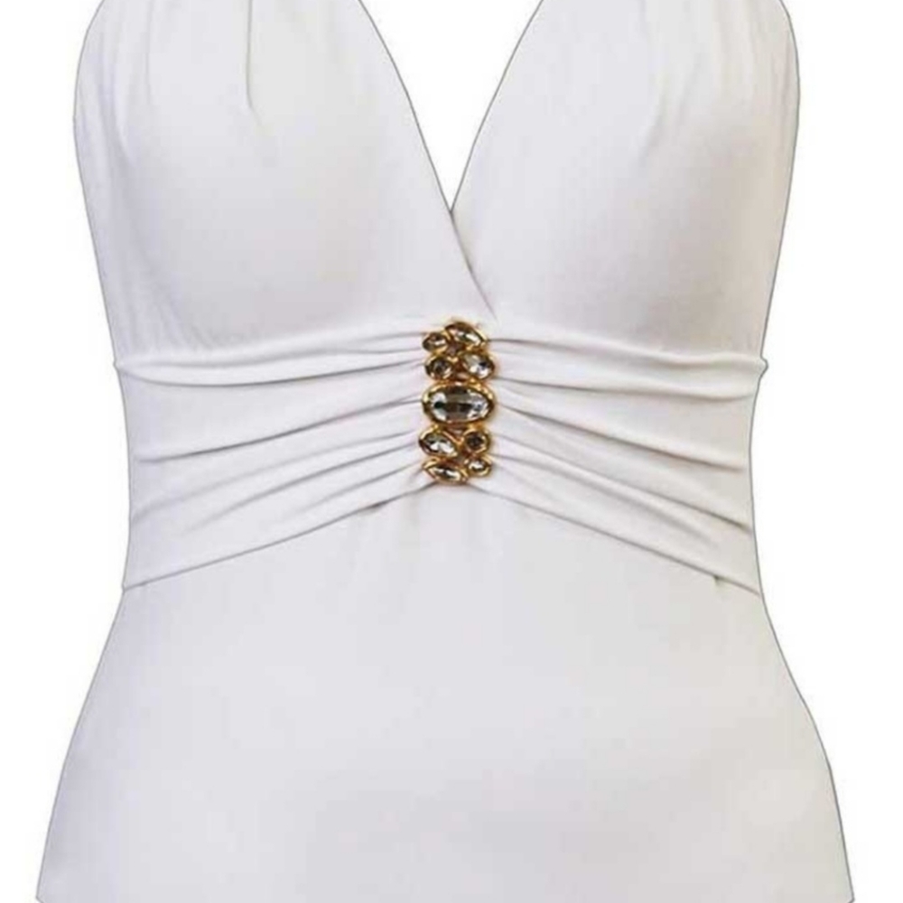 New Miraclesuit rockstar 16 white jeweled gorgeous